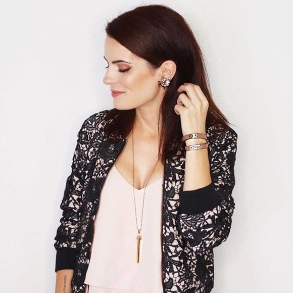 Stella & Dot Danielle Lace Bomber Jacket - Picture 3 of 11